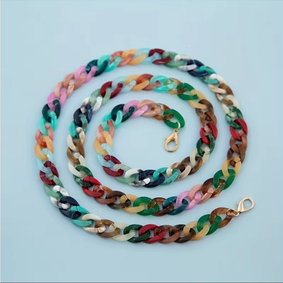 New Crossbody Strap with Thick Colorful Acrylic Chain/ Replacement - Picture 1 of 12